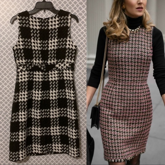 Vintage Dresses & Skirts - Houndestooth tweed midi length dress